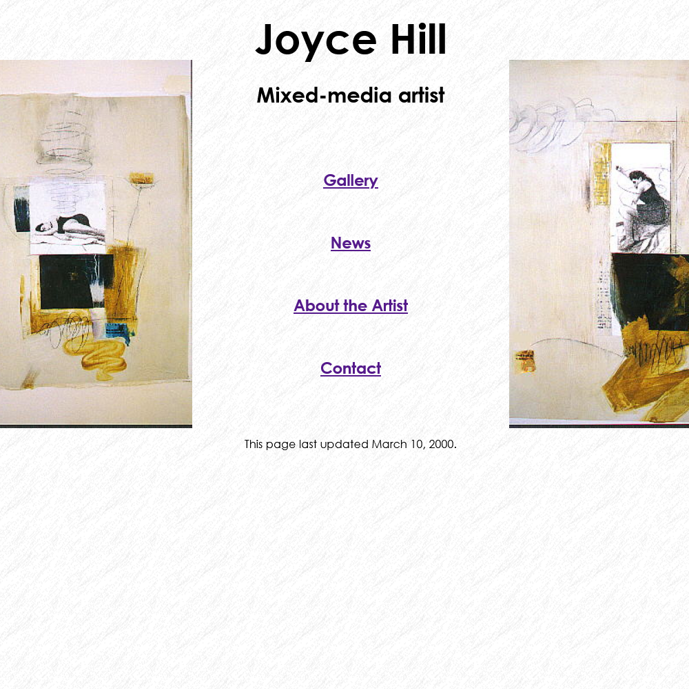 Screenshot of Geocities website Joyce Hill: mixed media artist